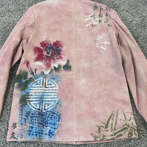 Chico’s Suede Leather Jacket Anniversary Edition Rose Ocho Rios Size 1 US 8 Med - Picture 8 of 14